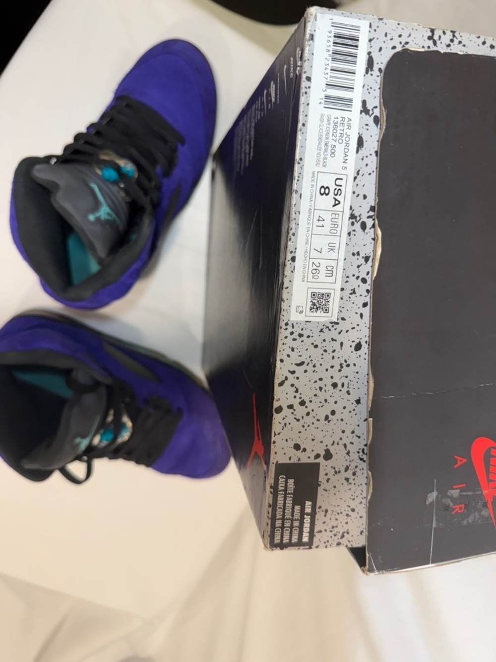 Nike Air Jordan 5 Alternate Grape Purple Suede Retro Sneakers Men’s 8 - Picture 14 of 16